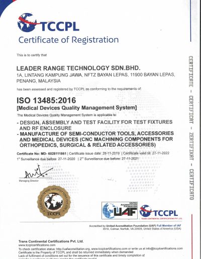 ISO 13485 Medical Device Certificate